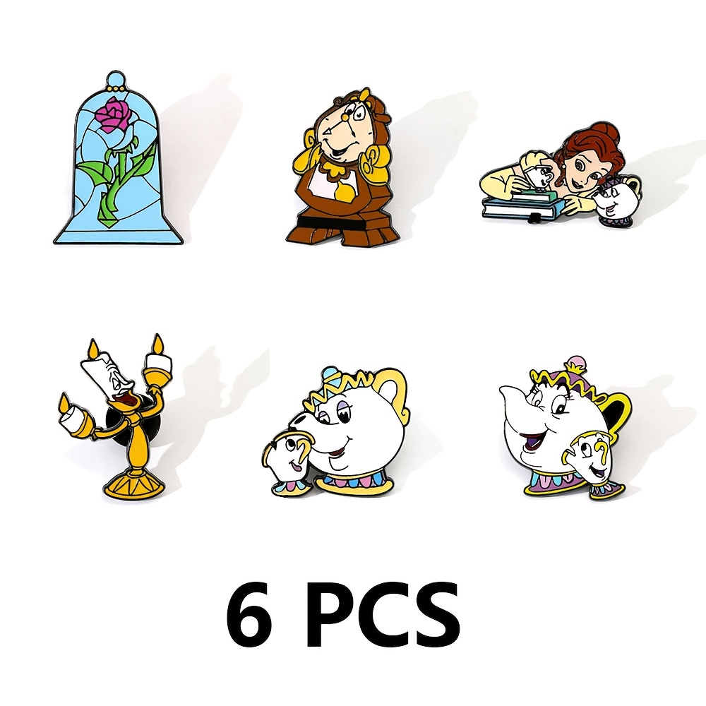 Healing Anime Mrs Potts Enamel Pins Metal Badges - Set of 6